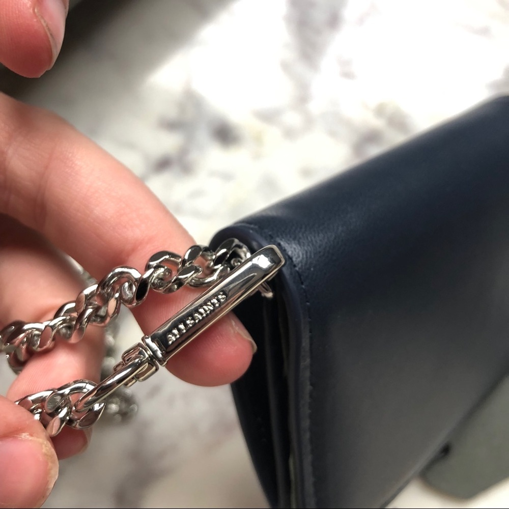 All Saints | Flora Navy Leather Wallet - Picture 3 of 8